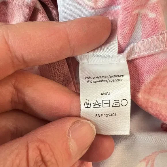 Venus light blue floral short puff sleeve grommet cutout waist summer party dres - Picture 11 of 13